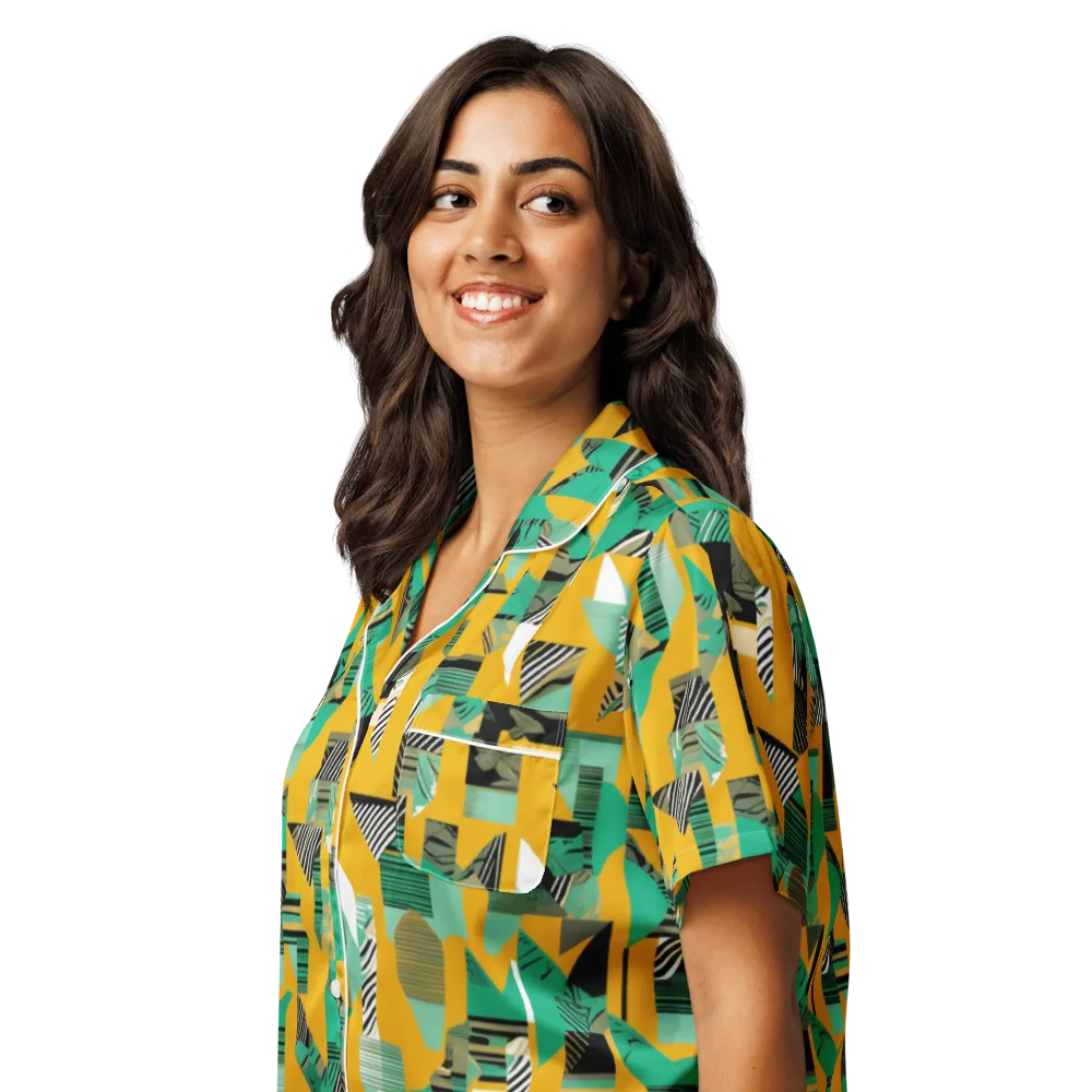 Citrus Collage on Women's Short Sleeve Pajama Top — Left Front