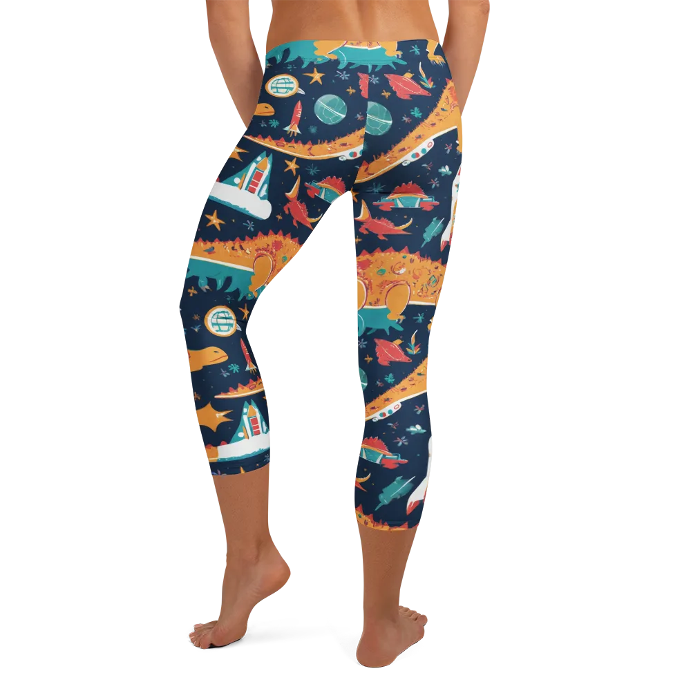 Jurassic Orbit on Capri Leggings — Back