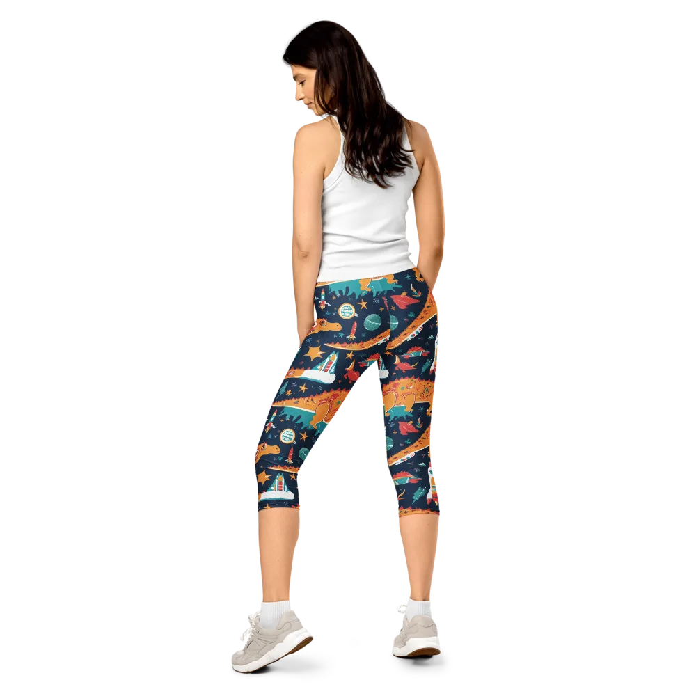 Jurassic Orbit on Capri Leggings — Back