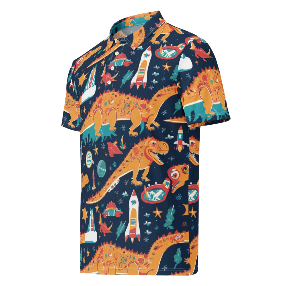 Jurassic Orbit on Men's Slim Fit Polo Shirt — Left Front