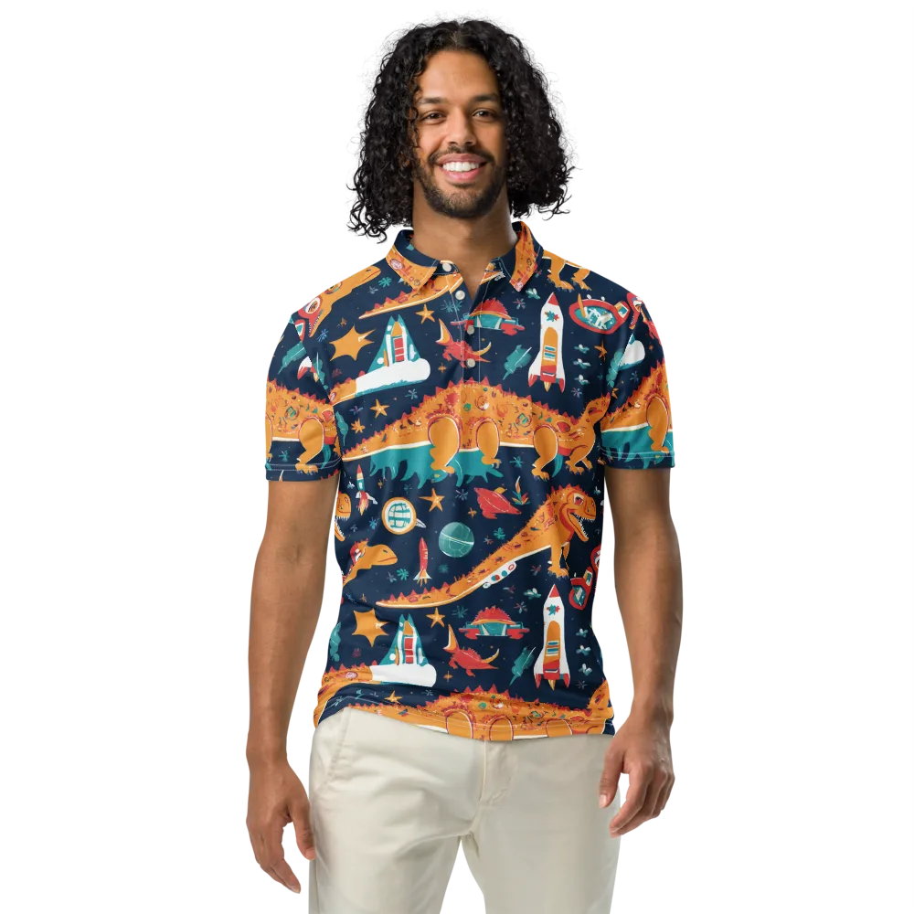 Jurassic Orbit on Men's Slim Fit Polo Shirt — Front