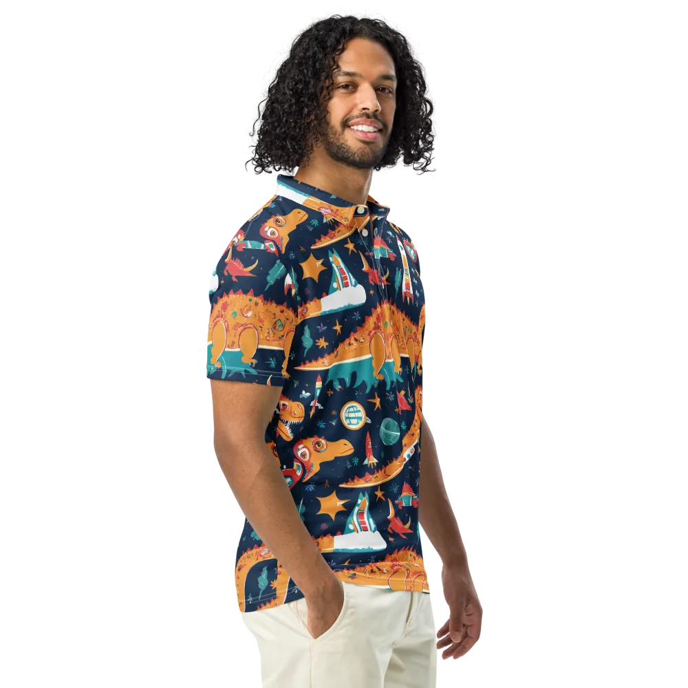 Jurassic Orbit on Men's Slim Fit Polo Shirt — Right Front