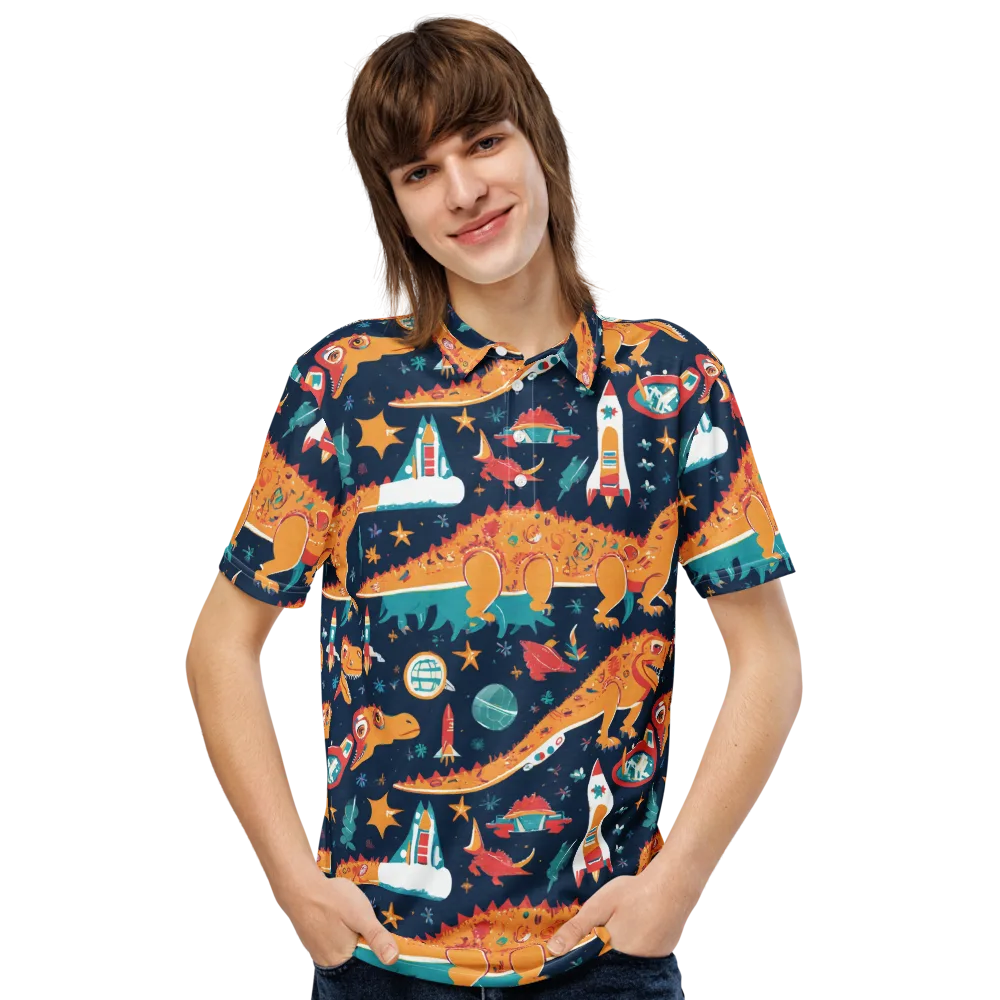 Jurassic Orbit on Men's Slim Fit Polo Shirt — Front