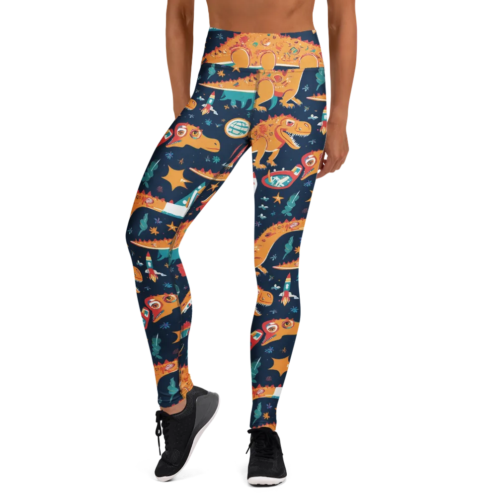 Jurassic Orbit on Yoga Leggings — Front