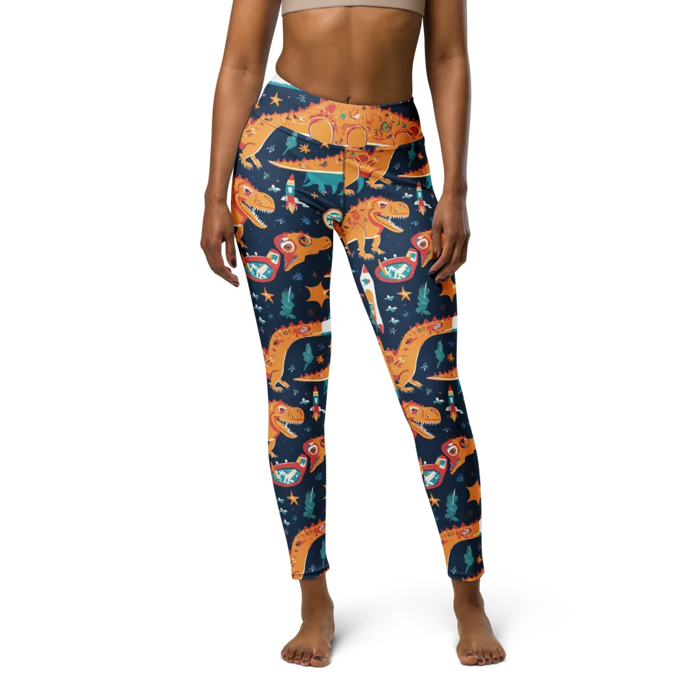 Jurassic Orbit on Yoga Leggings — Front