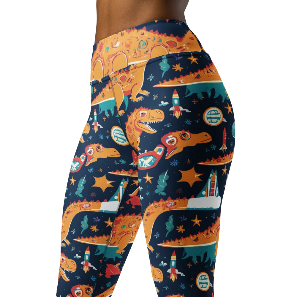 Jurassic Orbit on Yoga Leggings — Left Front