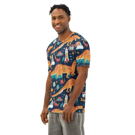Jurassic Orbit on a Men's Cotton Crew Neck T-Shirt