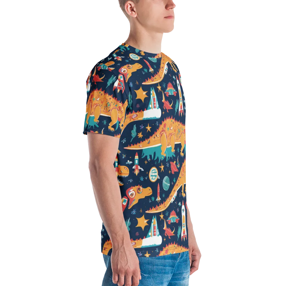 Jurassic Orbit on Men's Crew Neck T-Shirt — Right