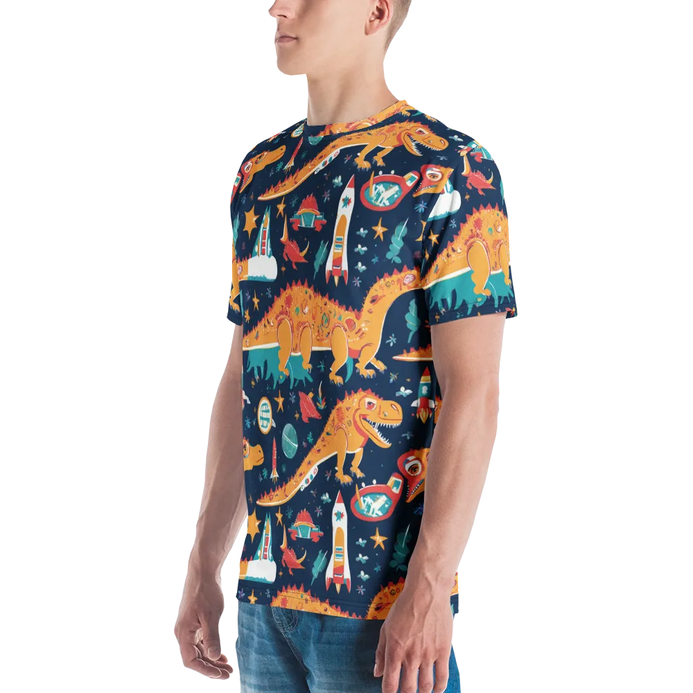 Jurassic Orbit on Men's Crew Neck T-Shirt — Left