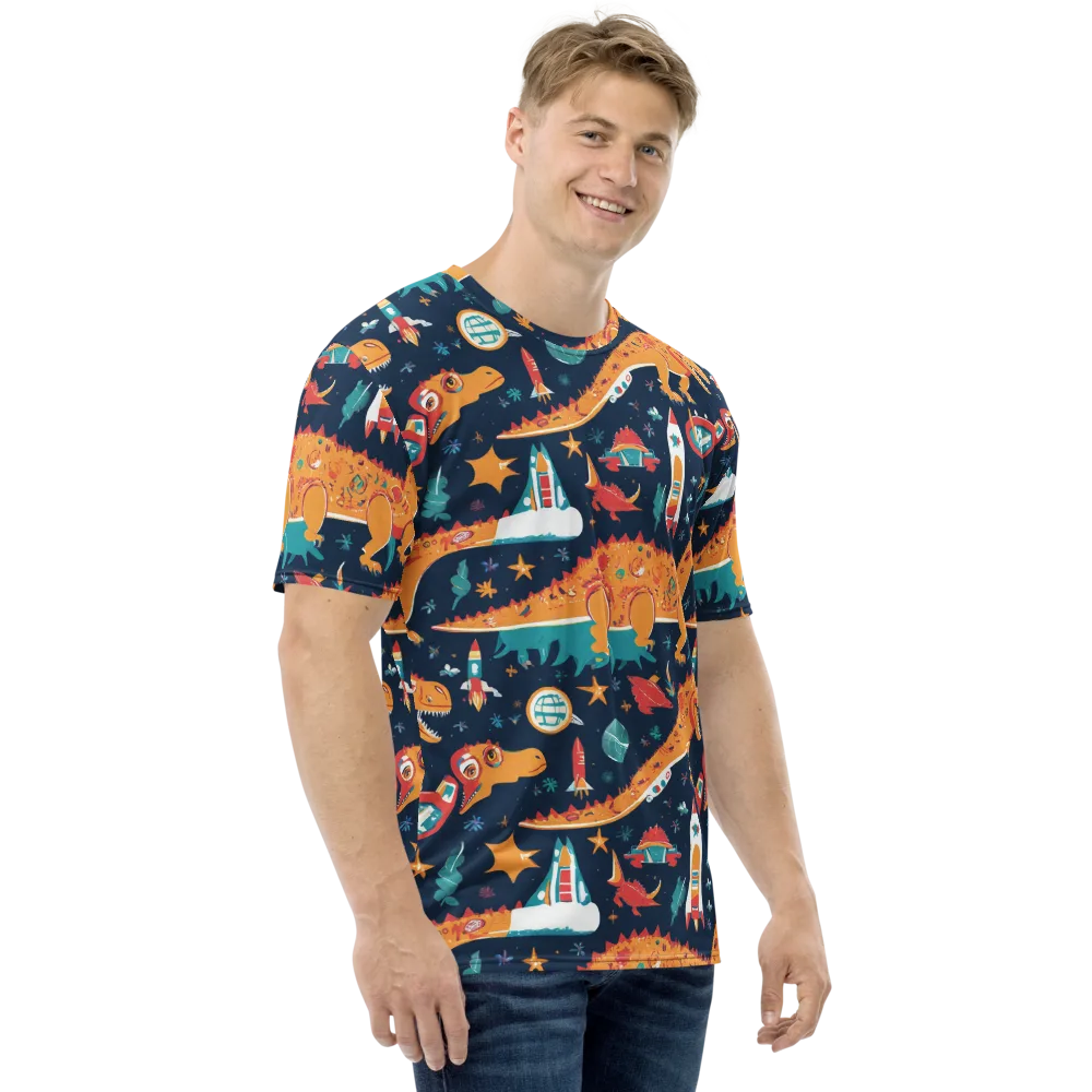 Jurassic Orbit on Men's Crew Neck T-Shirt — Right
