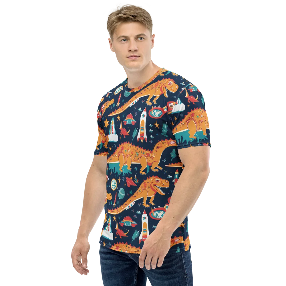 Jurassic Orbit on Men's Crew Neck T-Shirt — Left