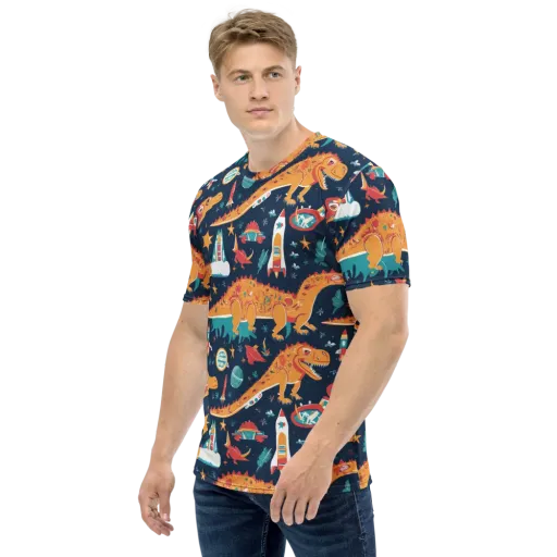 Jurassic Orbit on a Men's Crew Neck T-Shirt