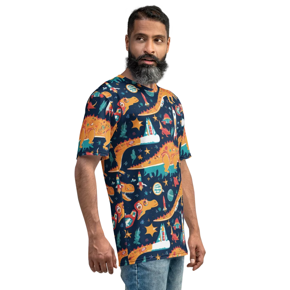 Jurassic Orbit on Men's Crew Neck T-Shirt — Right