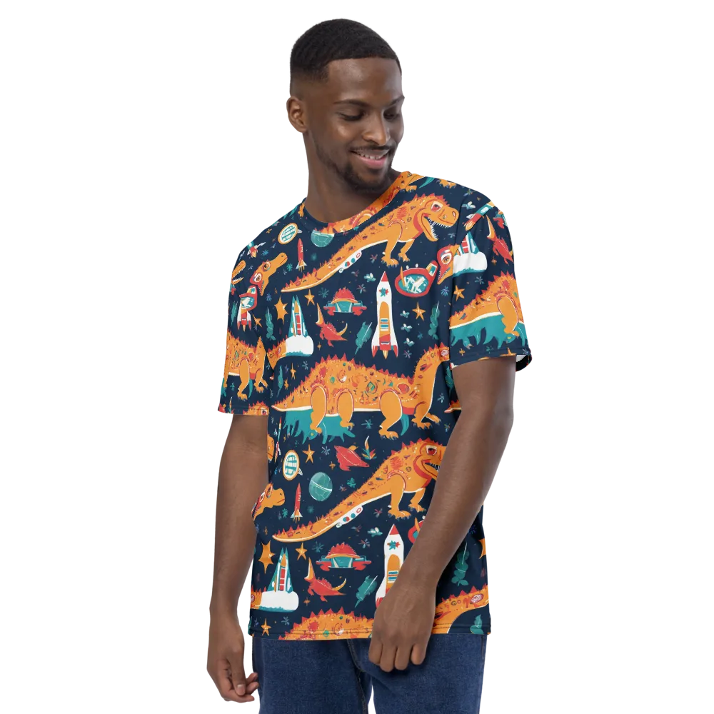 Jurassic Orbit on Men's Crew Neck T-Shirt — Left