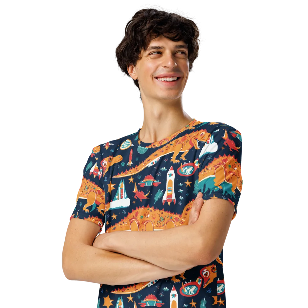 Jurassic Orbit on Men's Crew Neck T-Shirt — Left Front