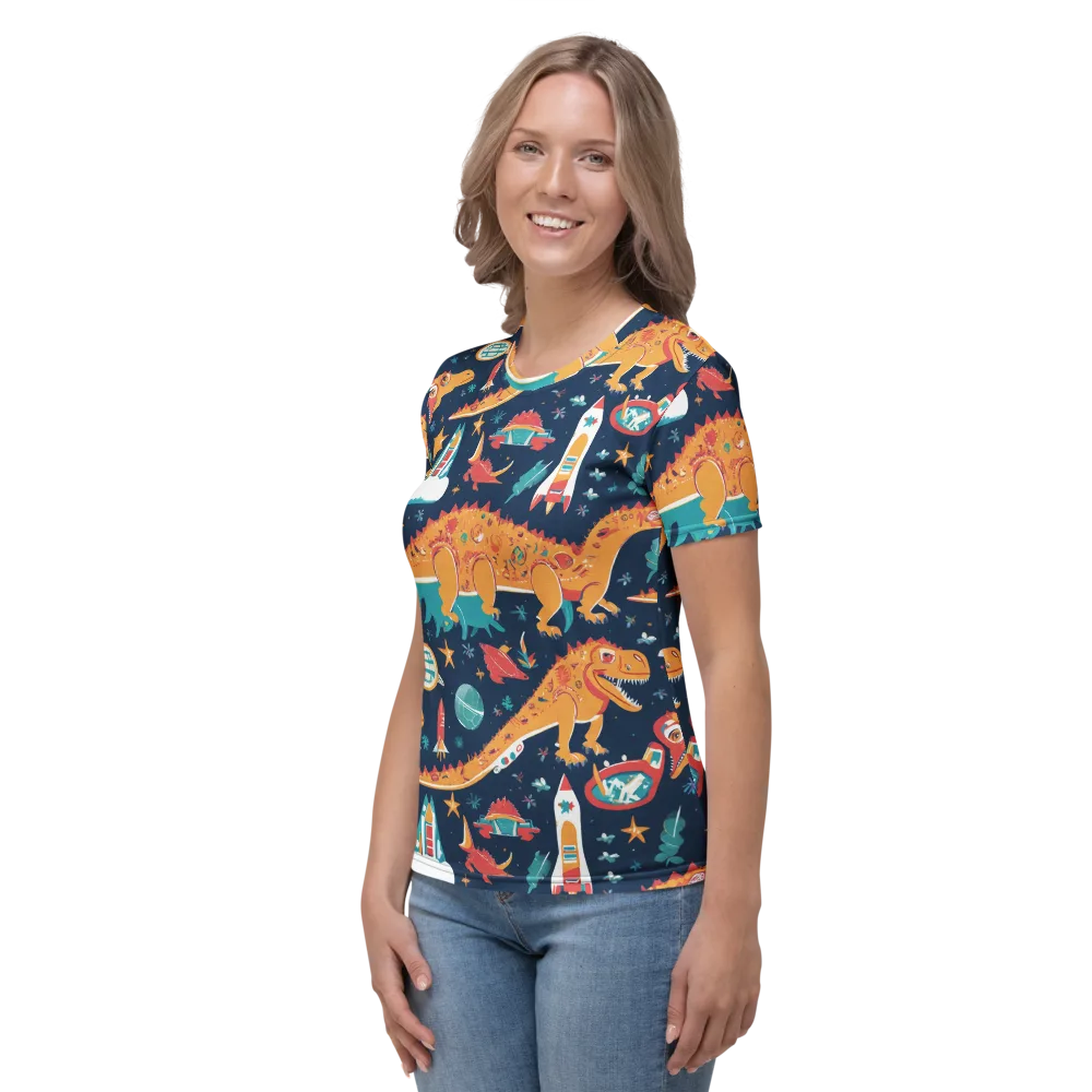 Jurassic Orbit on Women's Crew Neck T-Shirt — Left