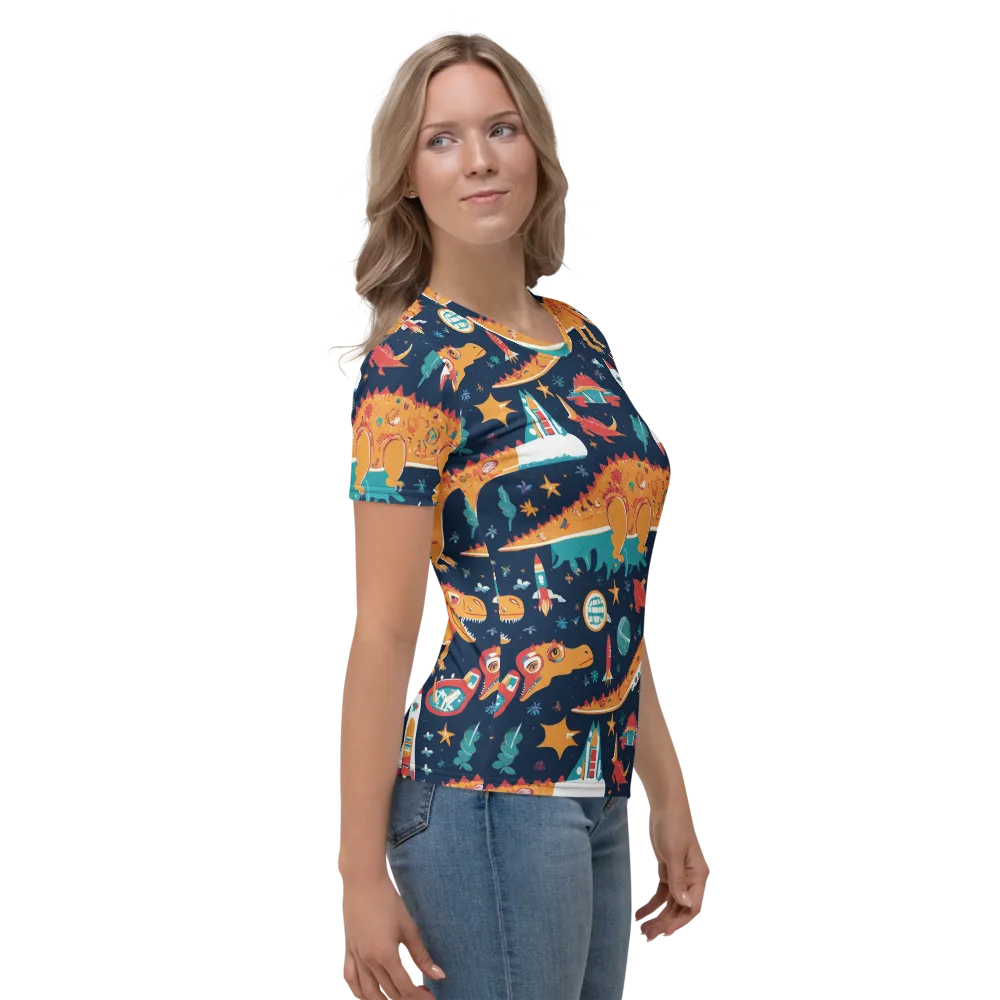 Jurassic Orbit on Women's Crew Neck T-Shirt — Right