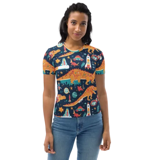 Jurassic Orbit on a Women's Crew Neck T-Shirt