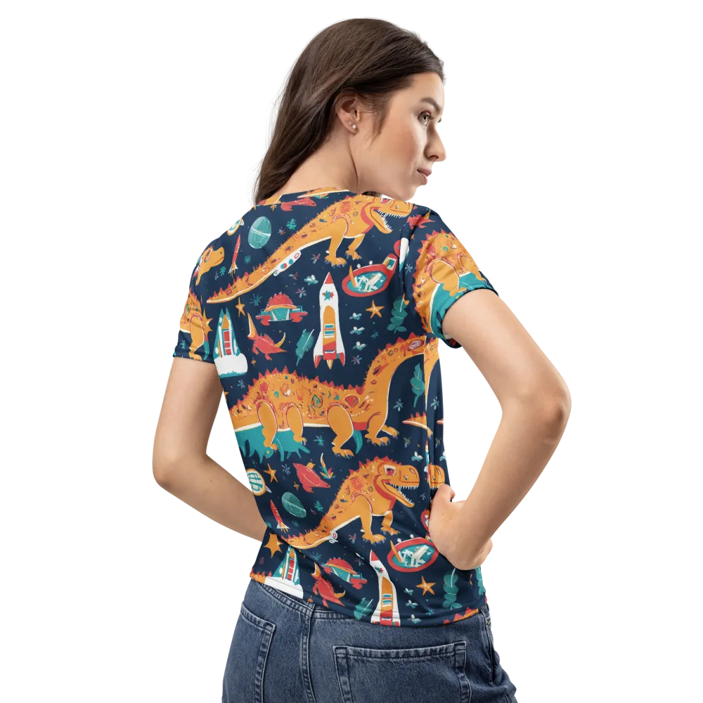 Jurassic Orbit on Women's Crew Neck T-Shirt — Back