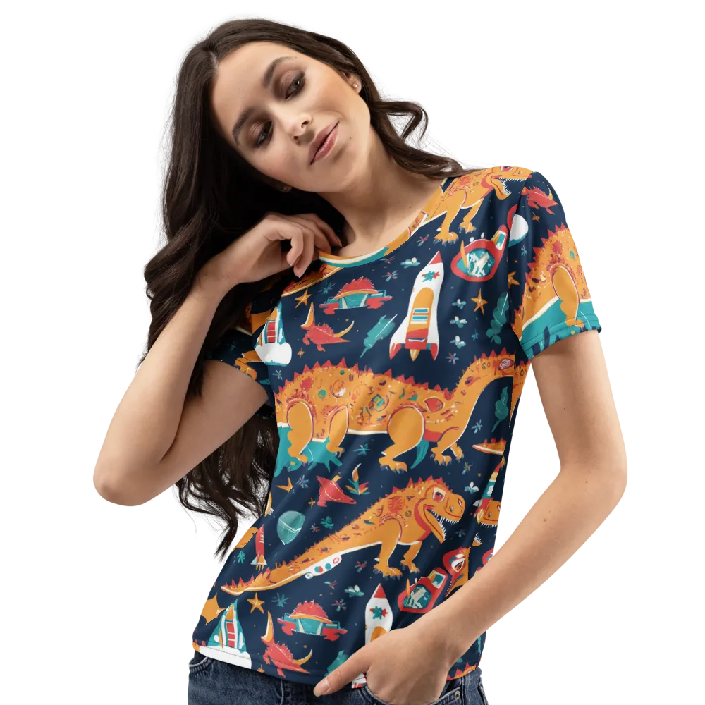 Jurassic Orbit on Women's Crew Neck T-Shirt — Left Front