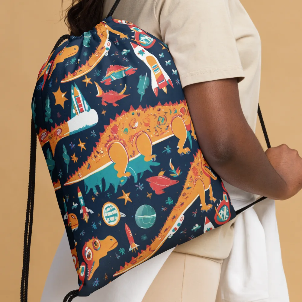 Jurassic Orbit on Drawstring Bag — Front