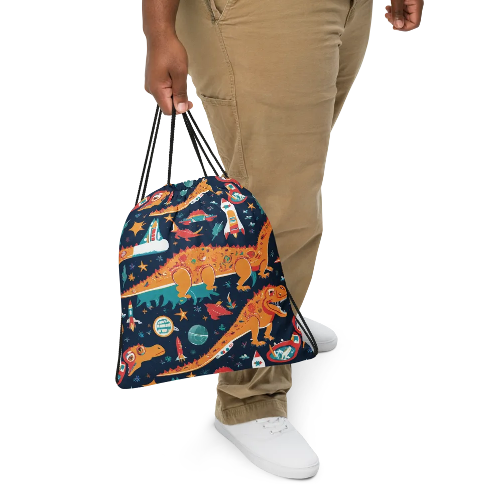 Jurassic Orbit on Drawstring Bag — Front