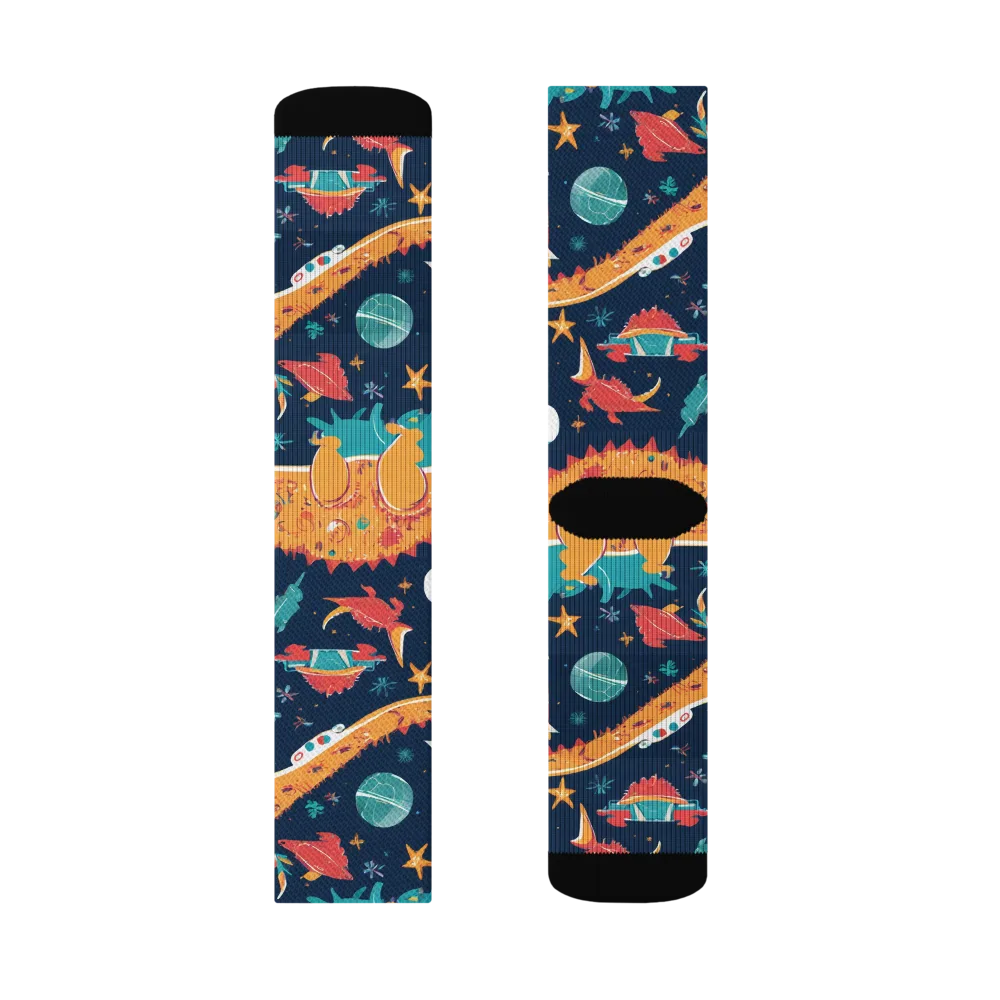 Jurassic Orbit on Socks — Left Sock