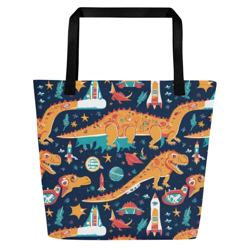 Jurassic Orbit on a Large Tote Bag W/ Pocket