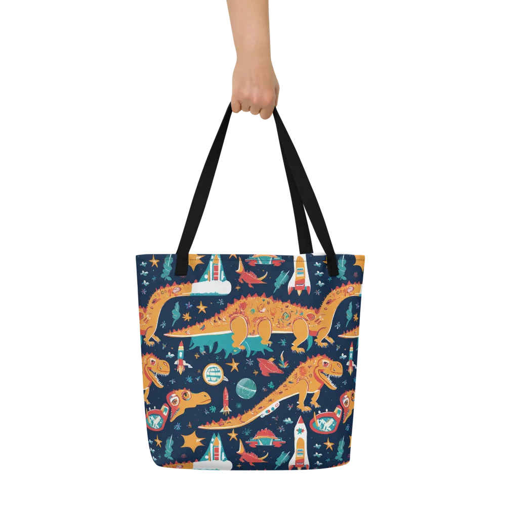 Jurassic Orbit on Large Tote Bag W/ Pocket — Front