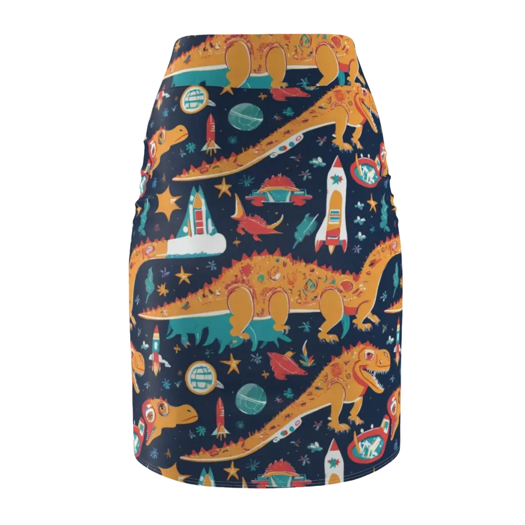 Jurassic Orbit on Pencil Skirt — Back