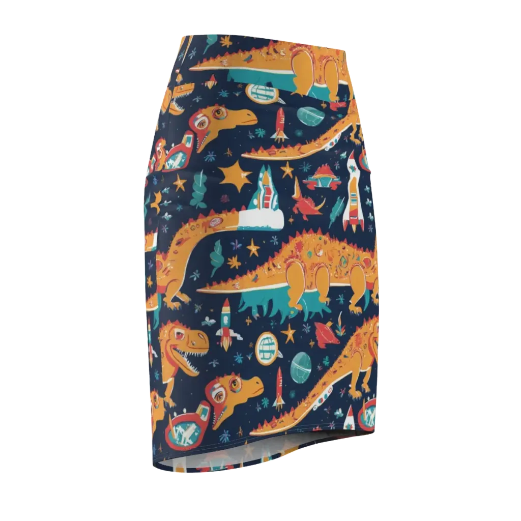 Jurassic Orbit on Pencil Skirt — Front Side
