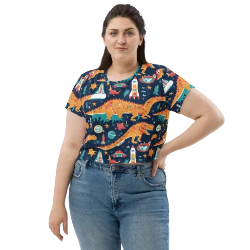 Jurassic Orbit on a Crop Tee