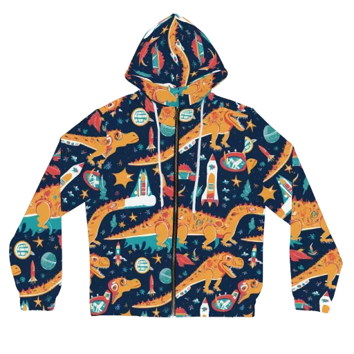 Jurassic Orbit on a Women's Full-Zip Hoodie
