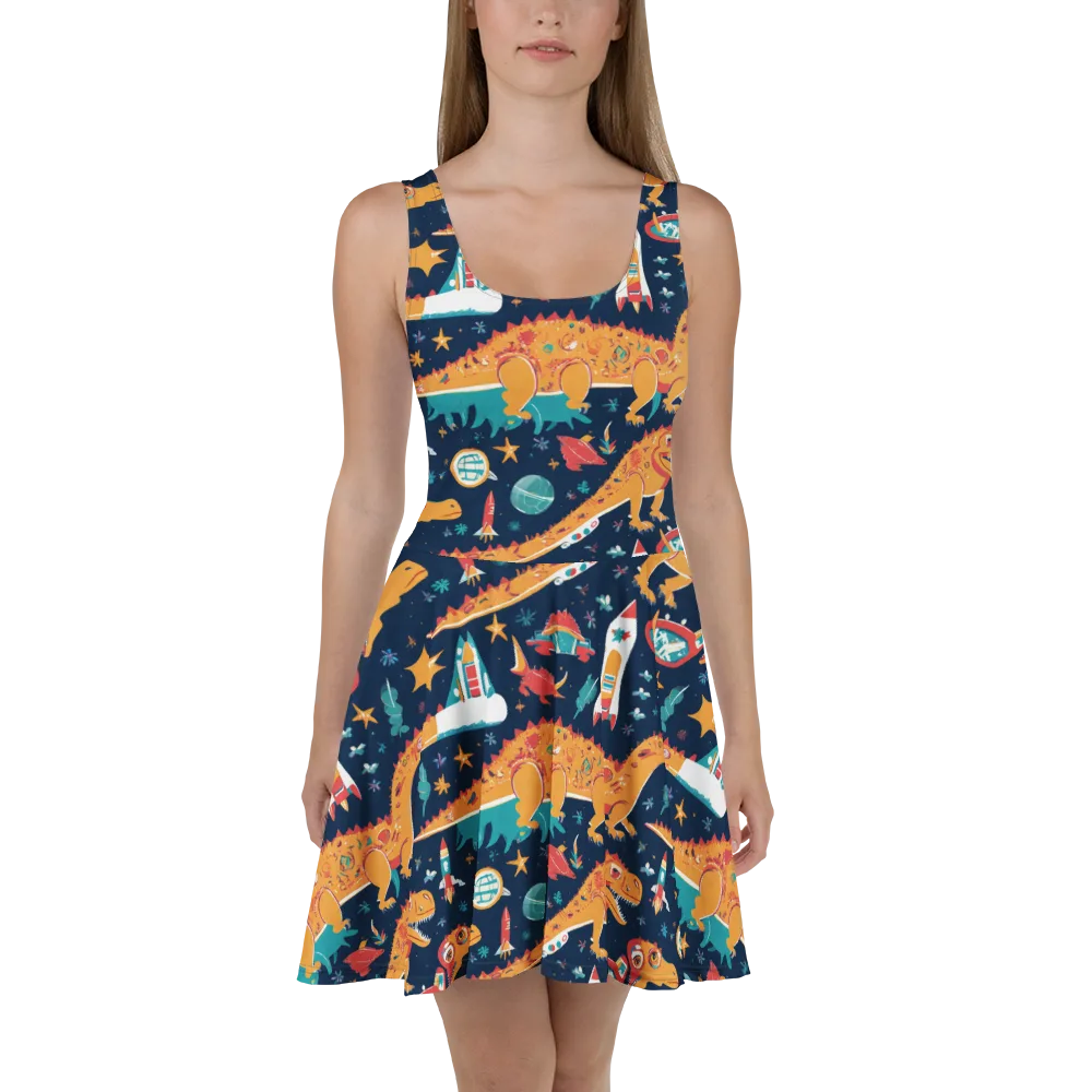 Jurassic Orbit on Skater Dress — Front
