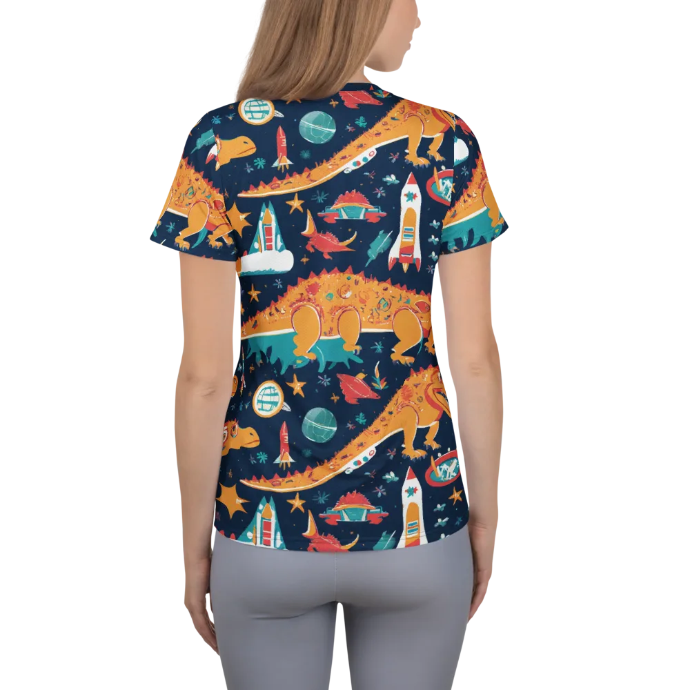 Jurassic Orbit on Women's Athletic T-Shirt — Back