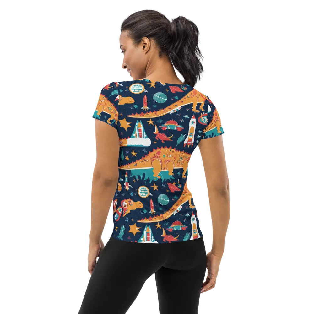 Jurassic Orbit on Women's Athletic T-Shirt — Back