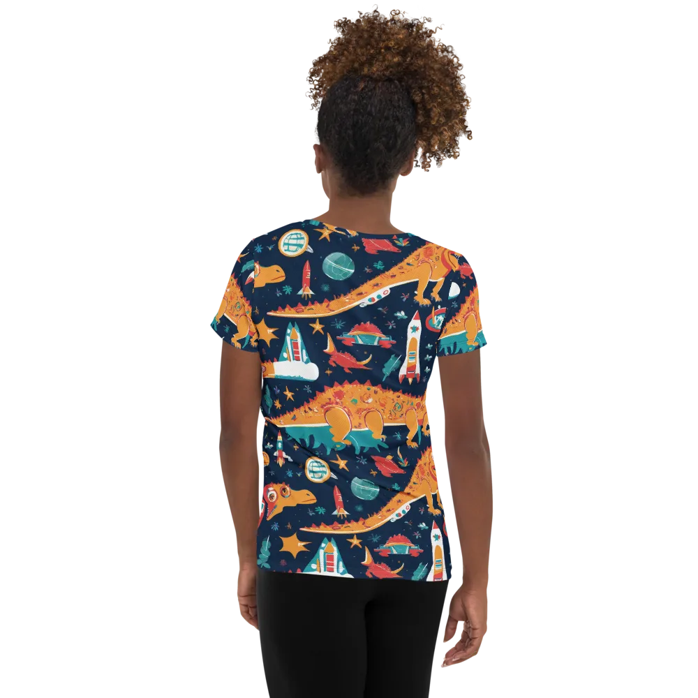 Jurassic Orbit on Women's Athletic T-Shirt — Back