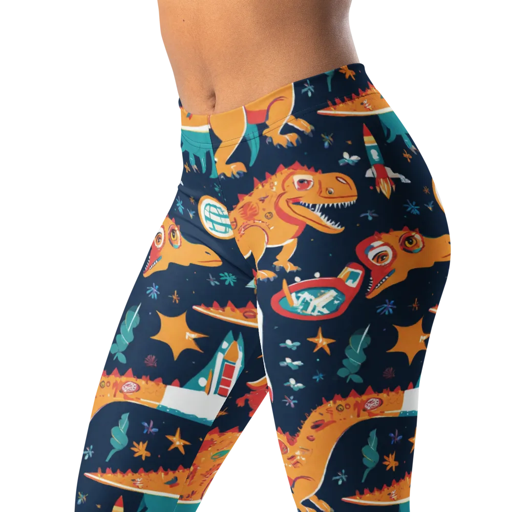 Jurassic Orbit on Leggings — Left Front