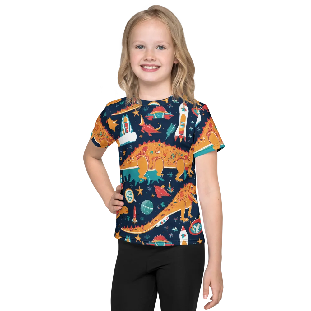 Jurassic Orbit on Kids Crew Neck T-Shirt — Front