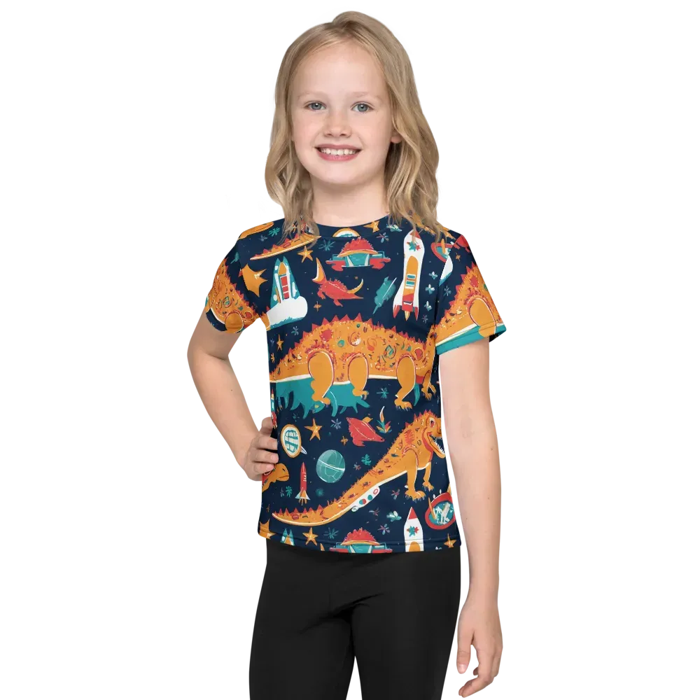 Jurassic Orbit on Kids Crew Neck T-Shirt — Front