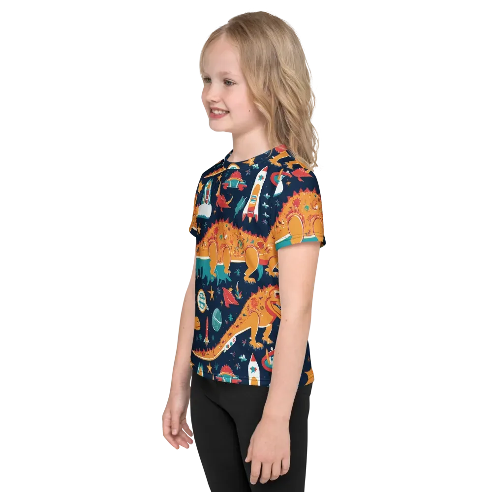 Jurassic Orbit on Kids Crew Neck T-Shirt — Left