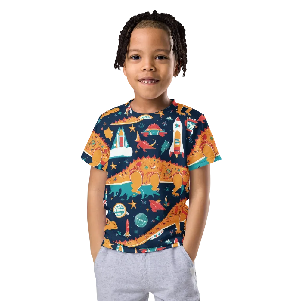 Jurassic Orbit on Kids Crew Neck T-Shirt — Front