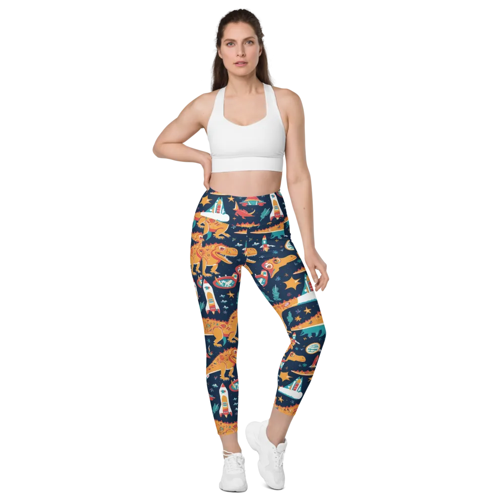 Jurassic Orbit on Leggings with Pockets — Front