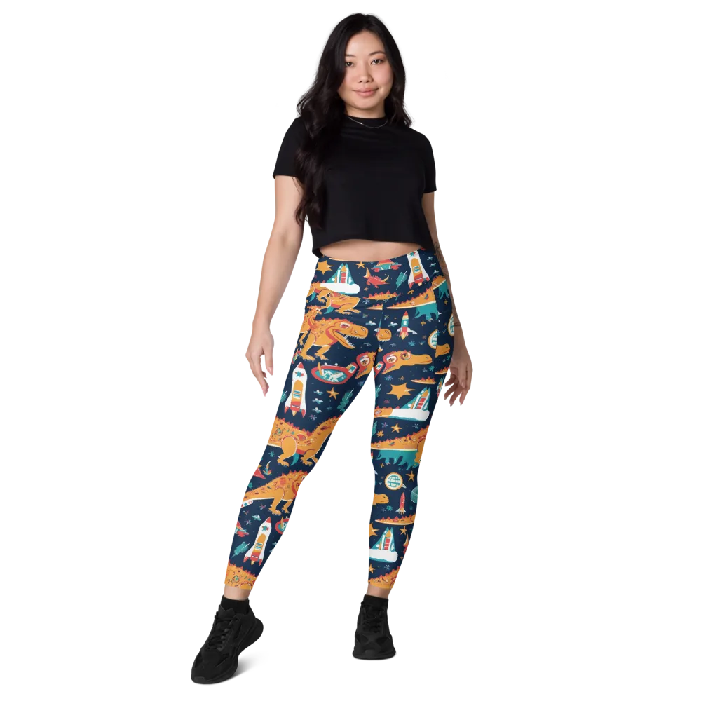 Jurassic Orbit on Leggings with Pockets — Front