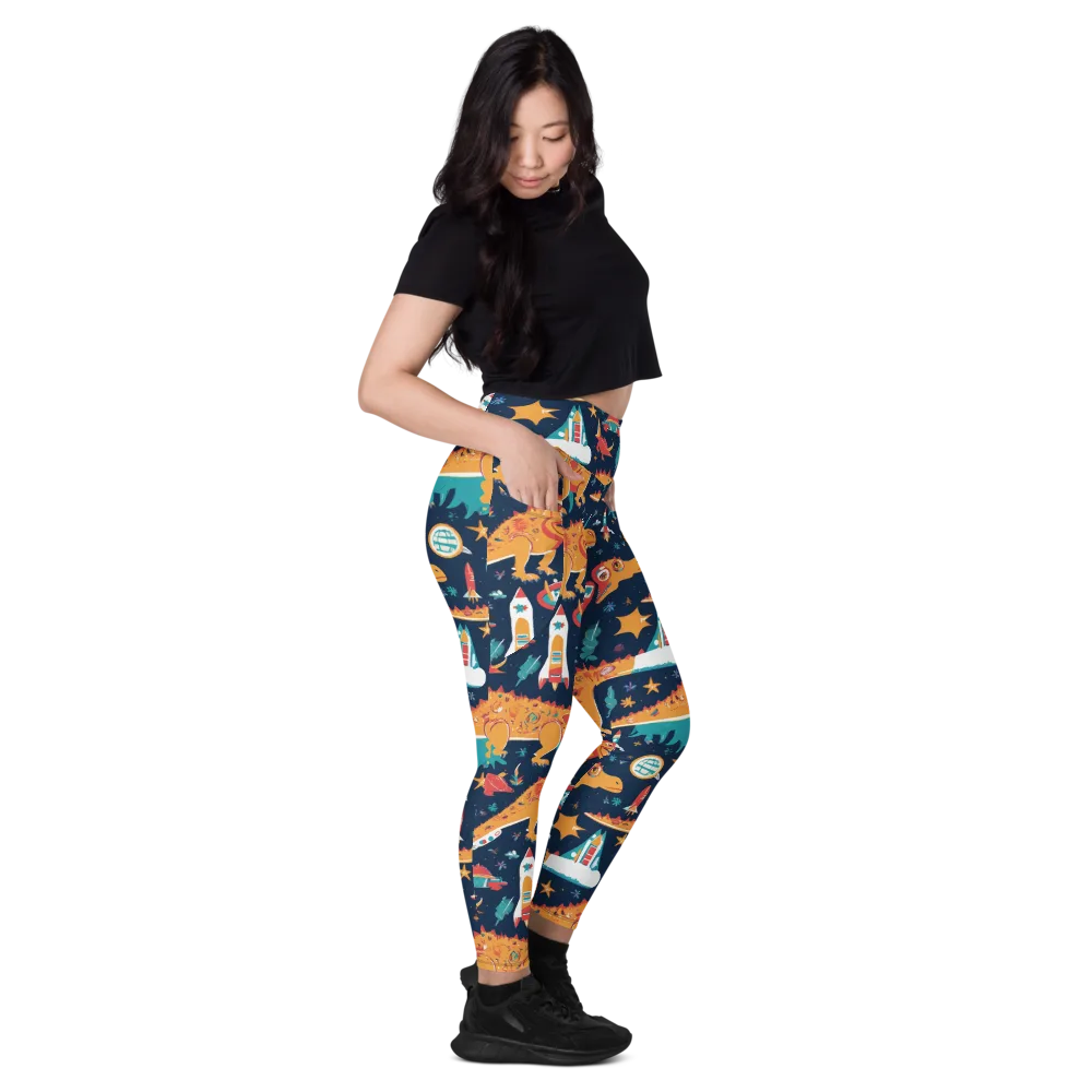 Jurassic Orbit on Leggings with Pockets — Right