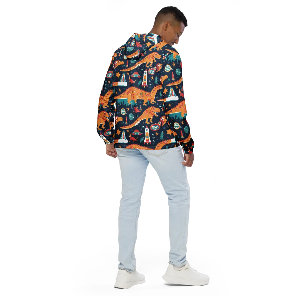 Jurassic Orbit on Men's Windbreaker — Back