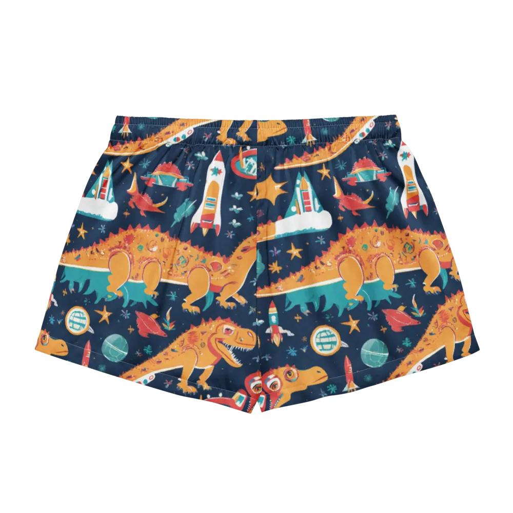 Jurassic Orbit on Women's Pajama Shorts — Back