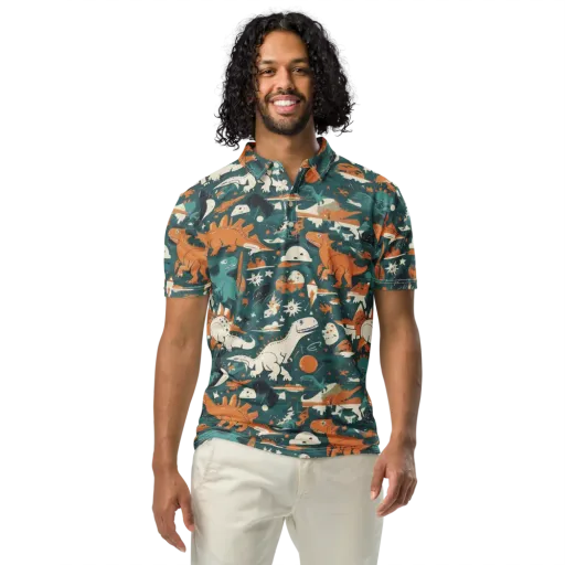 Cretaceous Carnival on a Men's Slim Fit Polo Shirt