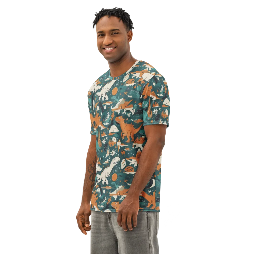 Cretaceous Carnival on Men's Cotton Crew Neck T-Shirt — Left Front