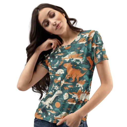 Cretaceous Carnival on a Women's Crew Neck T-Shirt
